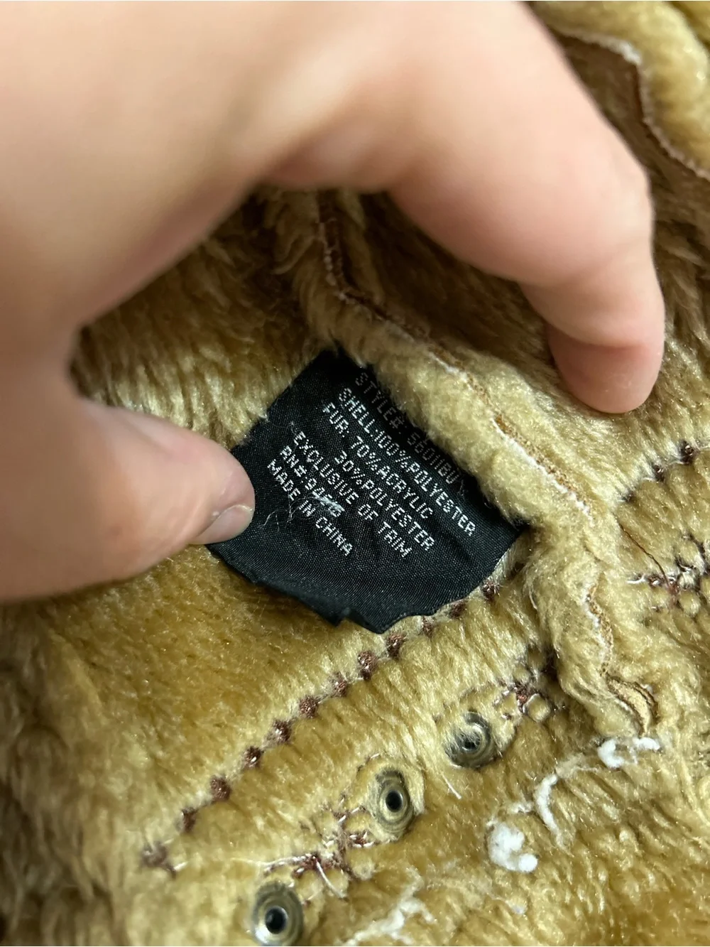 Girls' Tan Faux Suede Shearling Jacket Y2K